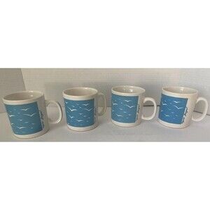 4 Fpc England Mug  Sigrid Berge Seagulls Blue White Super flight Coastal Beach